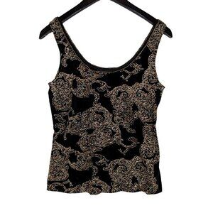 Alex Evenings Petite Womens PL Large Tank Top Spanish Gold Embroidery Glitter